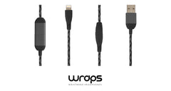 WRAPS Classic In-ear Headphone & Lightning Charger Cable Bundle